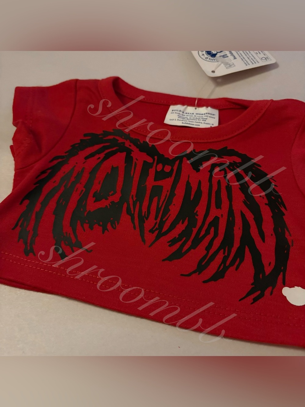 ❤️ NEW Custom Mothman Red Shirt Black Letters - Build a Bear - Emo Goth Metal
